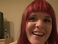 Fine white bitch with dyed hair gives fantastic blowjob on POV video