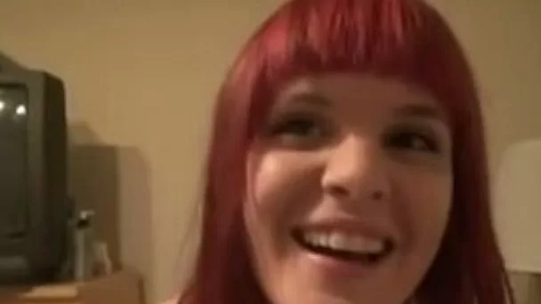 Fine white bitch with dyed hair gives fantastic blowjob on POV video