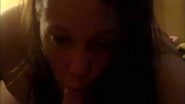Dark haired awful nympho was blowing my buddy's dick at home