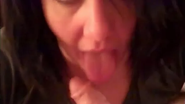 Filthy raven haired MILF was busy with sucking my strong big cock