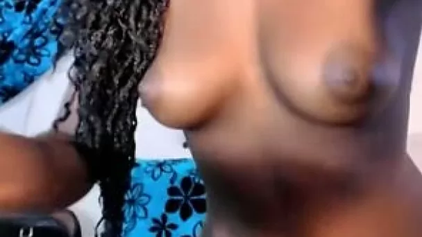 Dark skinned natural web cam whore with African braids went solo