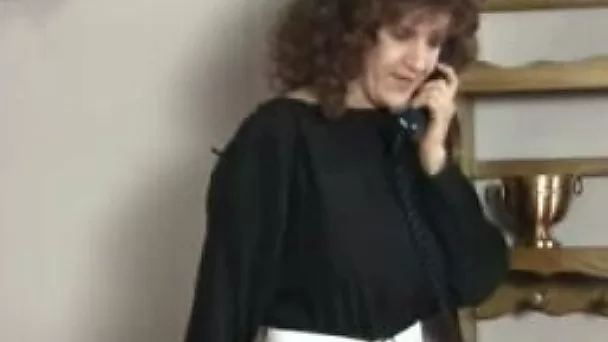 Naughty redhead busty milf sucks dick of a long haired man