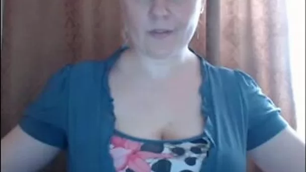Awesome pallid but super hot cam MILF exposed her big titties