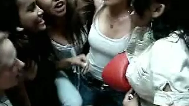 Lots of amateur Asian girls played naughty in the small messy room