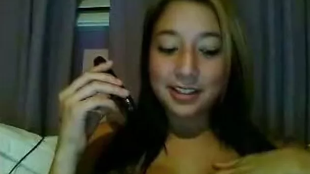 Adorable teeny webcam slut shows me her tight perky tits