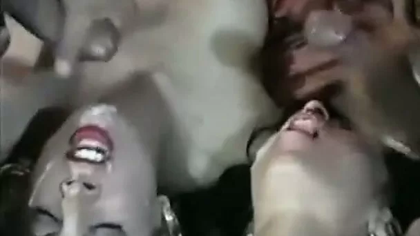 Restless hot pale skin babes riding on dicks and getting facialized