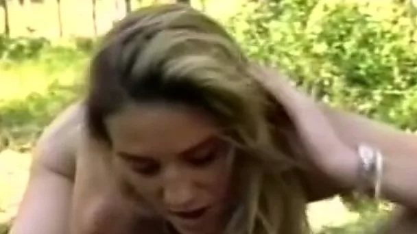 Stunning classic white girls in the garden try lesbian sex