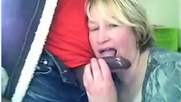 Blond short haired housewife teased her lucky hubby with a morning blowjob