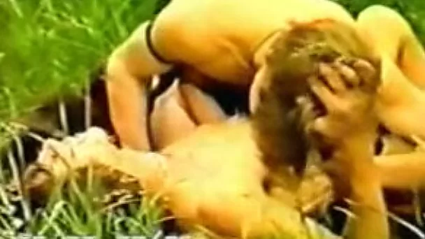 Two skinny European men in the bushes pleasuring each other