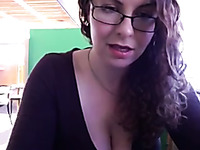 Curly amateur web cam whore was flashing her boobs in the library