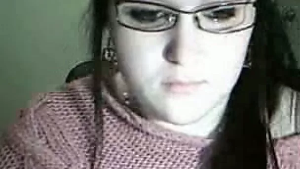 Nerdy pale skin student chick from Quebec exposed her boobs on webcam