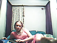 Webcam session with one young curvy haired girl, she rubbed her clit