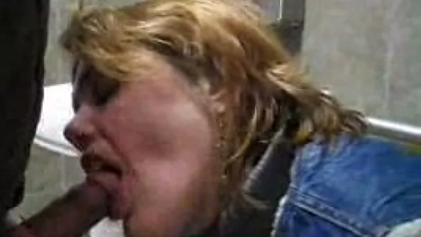 Subway worker MILF gives me some head in public restroom