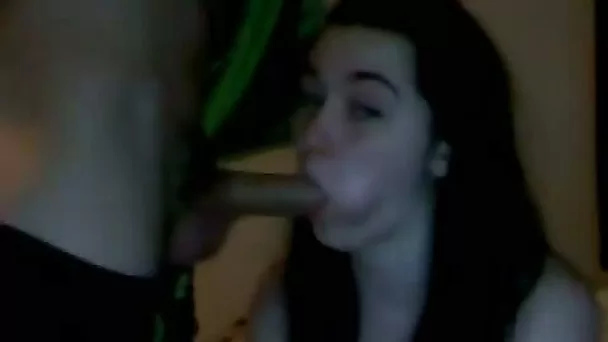 Sweet green eyed teen gives blowjob on webcam at my request