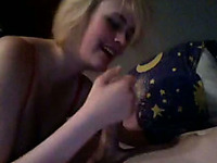 Cute blonde ex girlfriend gives me a blowjob on webcam