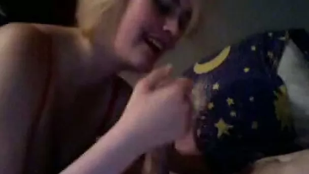 Cute blonde ex girlfriend gives me a blowjob on webcam