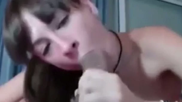 Wet perfect deepthroat blowjob from amateur cam girl teen