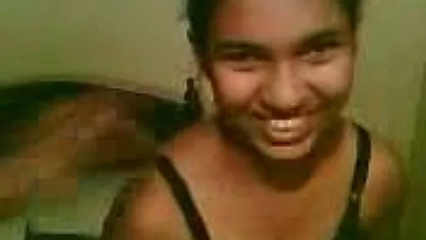 Hilarious happy smiling amateur Indian bitch was posing in her black stuff