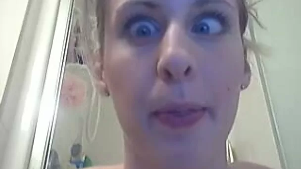 Slim chick with juicy titties takes a shower and masturbates there