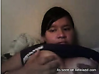 This amateur Asian webcam slut can always be seen flaunting her fat ass
