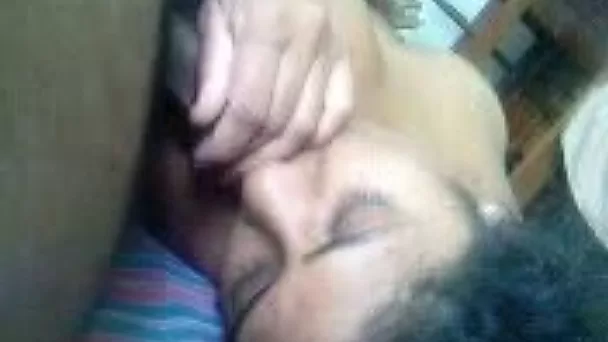 Messy haired amateur Desi lady was blowing strong dark cock