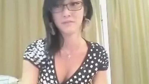 My pretty Asian GF tickles her pussy in front of a webcam
