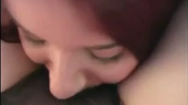 Amateur red haired coed girl flashed her big tits while eating wet pussy
