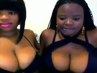 Homemade sex vid with two ebony gals boasting of their big boobs