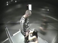 Very quick dirty sex in the elevater caught on security cam