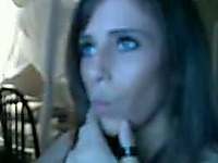 Naughty brunette webcam slut flashes her sweet titties