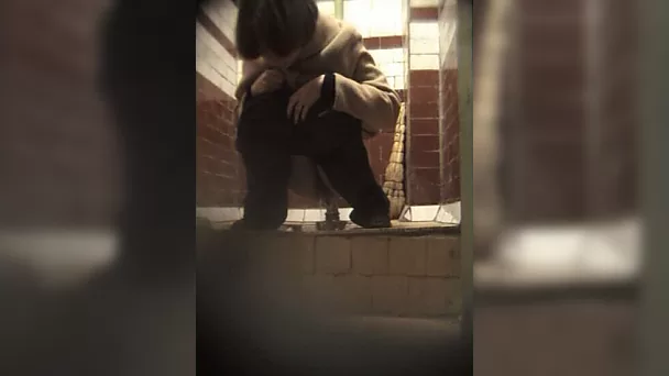 This lewd slut does it all and she loves peeing in the public restroom