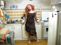 Playful all natural real teen in the kitchen undresses and pisses in the pot