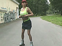 This luscious long legged rolleskater loves roller skating and she's sexy