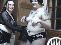 Duet of chunky BBW lesbians get messy with ice cream on the floor