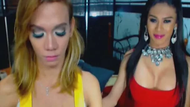 Sexy Amateur Shemale Duo Masturbate Hard