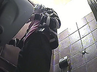 Lovely amateur young chick in the toilet pisses on hidden cam video