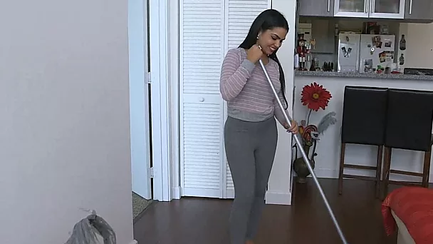 My spunky Latina maid always craves attention and she's got a big booty