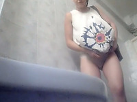 Really beautiful white booty of a young chick in the toilet