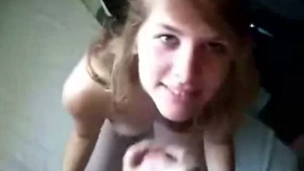 Perverted amateur bitch waits for some tasty sperm after nice blowjob