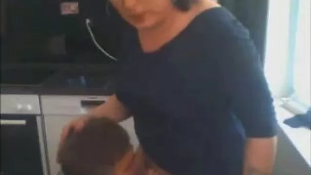 Amateur tranny with quite saggy tits made dude suck her dick on webcam
