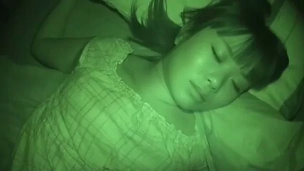 Fantastic cute sleepy Japanese brunette was taped on cam late at night