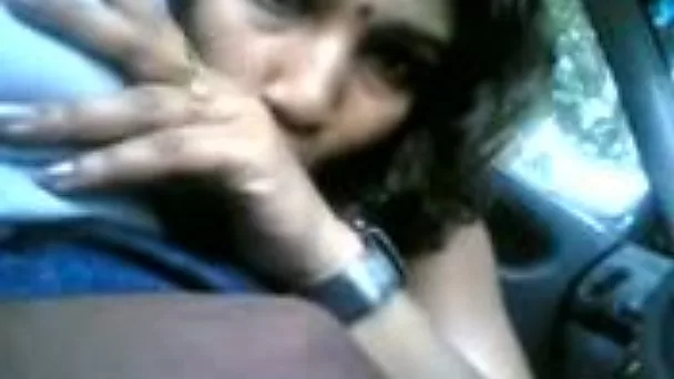 Dark haired Indian blowlerina is busy with sucking a lollicock of her boyfriend