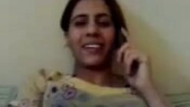 Smoking Indian whore lets me play with her titties and pussy while talking on a phone with her BF
