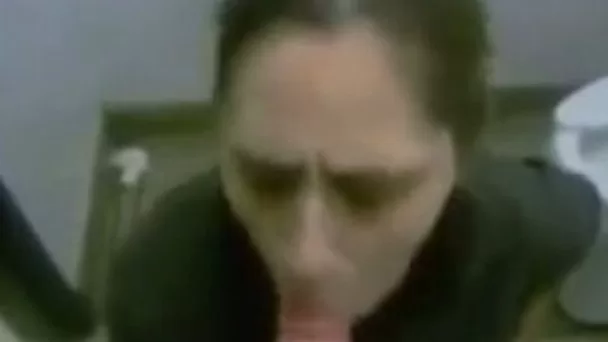 Submissive brunette amateur nerdy chick eats dick in the public restroom