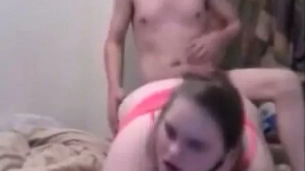 Chunky and lascivious busty BBW teen boned in doggy style position