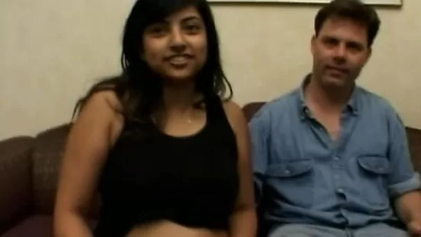 Beutiful pregnant girl with big tits fucked hard on the sofa
