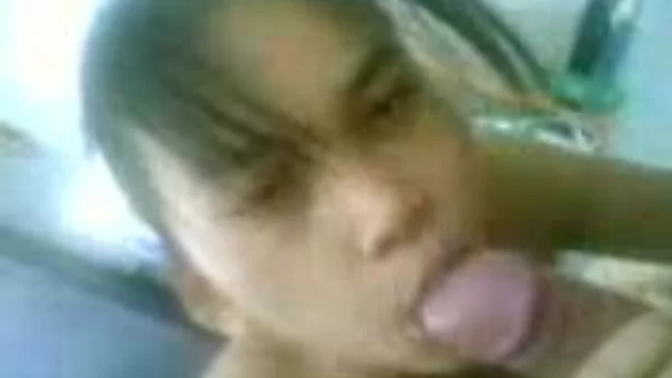 Lusty exotic brunette housewife did a nice oral work on her hubby's dick