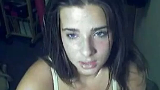 Fine amateur brunette teen on webcam shows off her natural big boobies