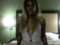 Ebony webcam hottie taking teasing position in tempting lingerie