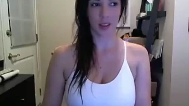 It's a shame I can't join this busty webcam model in her naughty fun